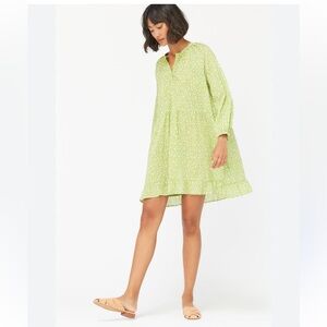 NWOT Lacausa Green Floral Keyla Mini Babydoll Sleeve Dress - S